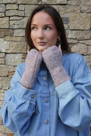 Boucle Fingerless Gloves Pink Melange